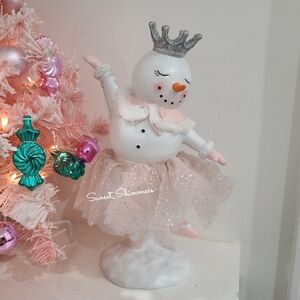 13.5" Bella Lux Christmas Decor Ballerina Snowman Nutcracker Dancer Figure New